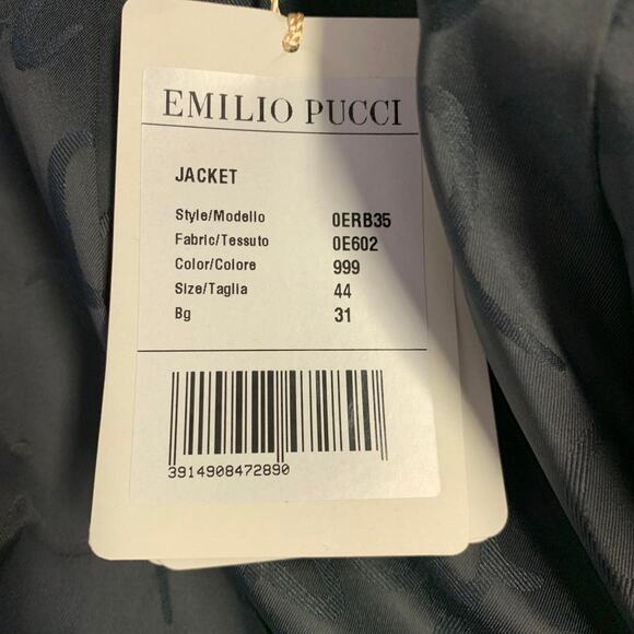 EMILIO PUCCI Size 12 Black Wool Mohair Sequined Jacket Blazer - Picture 10 of 10